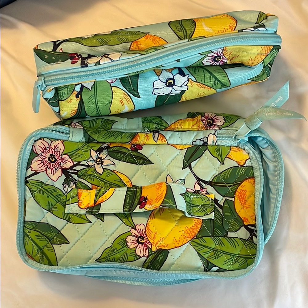 Floral Lemon Print Cosmetic Bag Set
